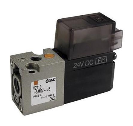 Produktfoto 1 von SMC VZ100, M5 Pneumatik-Magnetventil 24V dc, Feder/Magnet-betätigt