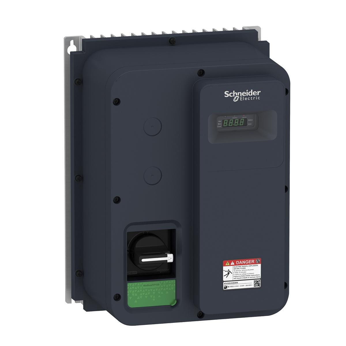 Schneider Electric ATV320, 3-Phasen Drehzahlgeregelter Antrieb 0,37 kW, 380 → 500 V ac / 2,1 A 0.1 →