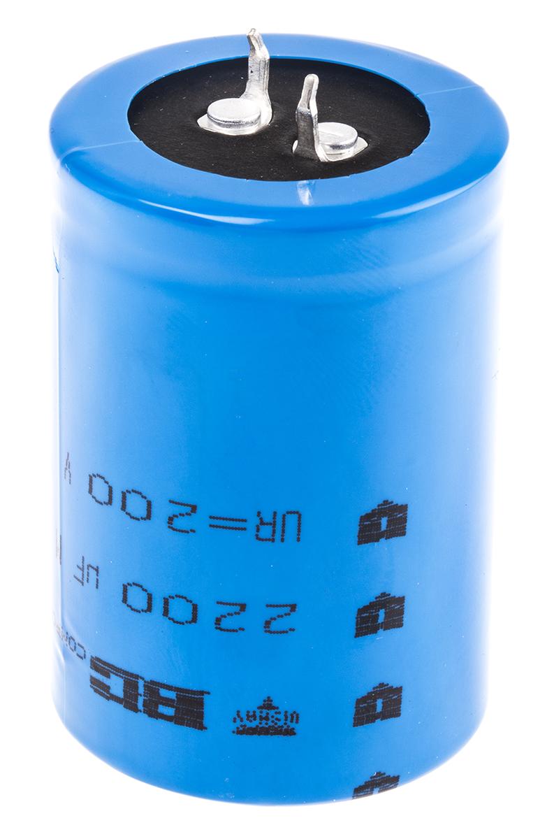 Produktfoto 1 von Vishay 157 PUM-SI Snap-In Aluminium-Elektrolyt Kondensator 2200μF ±20% / 200V dc, Ø 35mm x 50mm, +85°C