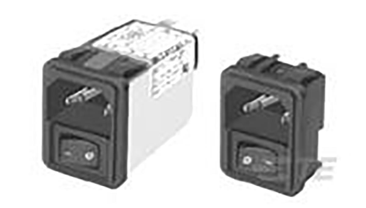 TE Connectivity C14 IEC-Anschlussfilter Stecker mit 2-Pol Schalter, 120 V ac, 250 V ac / 10A, Tafelmontage