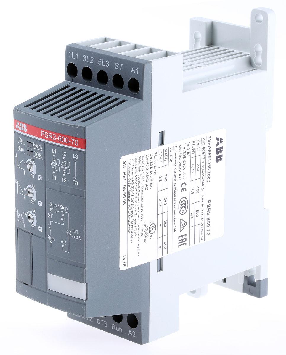 Produktfoto 1 von ABB PSR Sanftstarter 3-phasig 1,5 kW, 600 V ac / 3,9 A