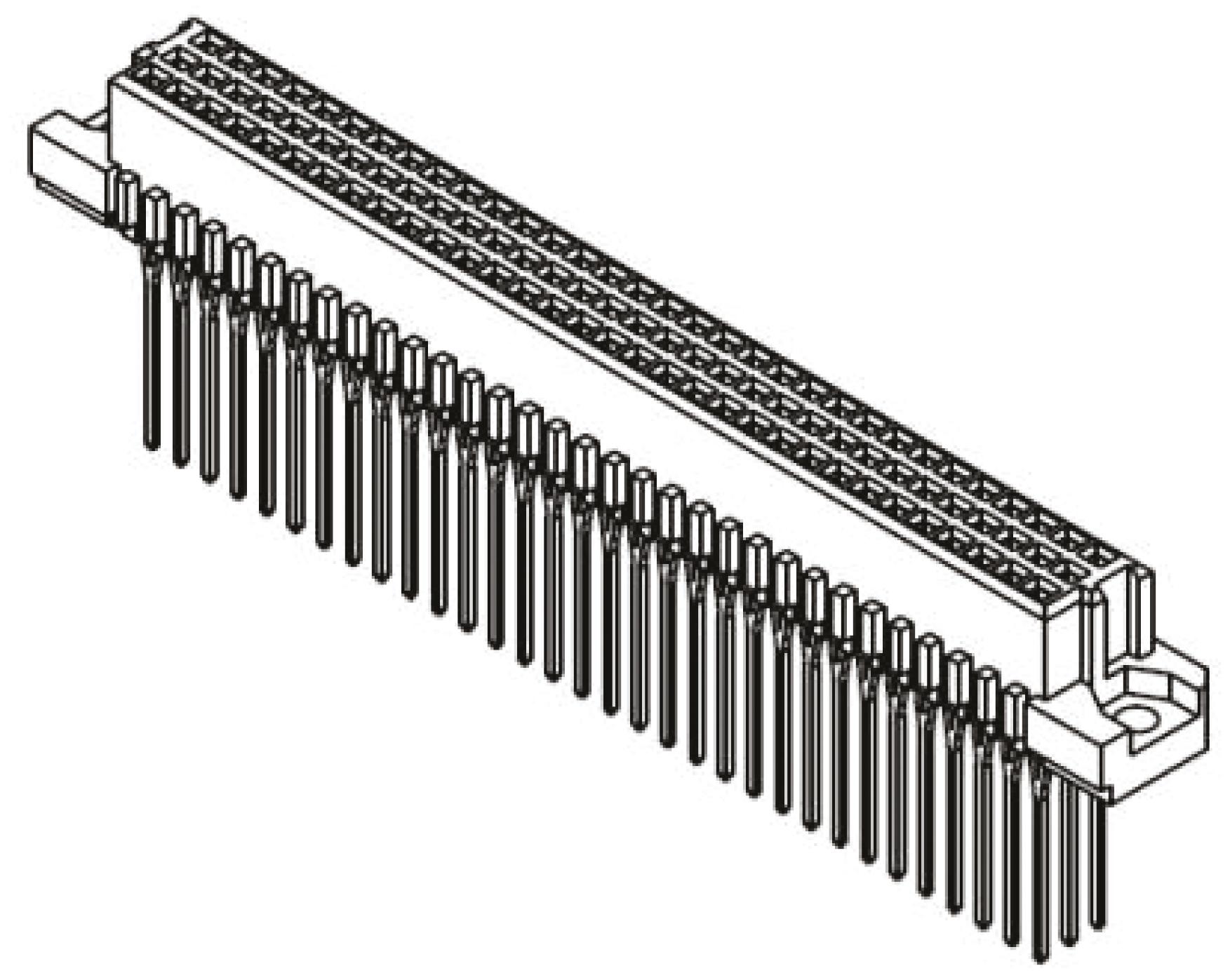 HARTING 09 03 C2 DIN 41612-Steckverbinder Buchse Gerade, 96-polig / 3-reihig, Raster 2.54mm Crimpanschluss