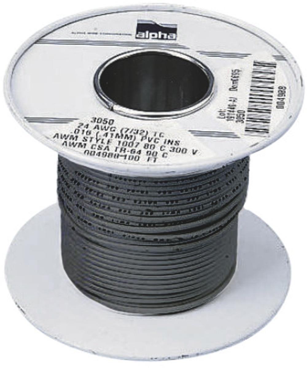 Produktfoto 1 von Alpha Wire Einzeladerleitung 0,75 mm², 18 AWG 30m Grau PVC isoliert Ø 2.01mm 16/0,25 mm Litzen UL1007