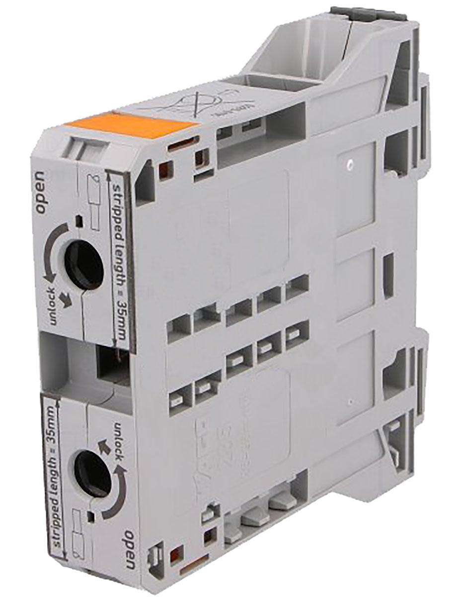 Produktfoto 1 von Wago 285 Reihenklemme Einfach Grau, 95mm², 1 kV / 232A, Stromkäfigklemme