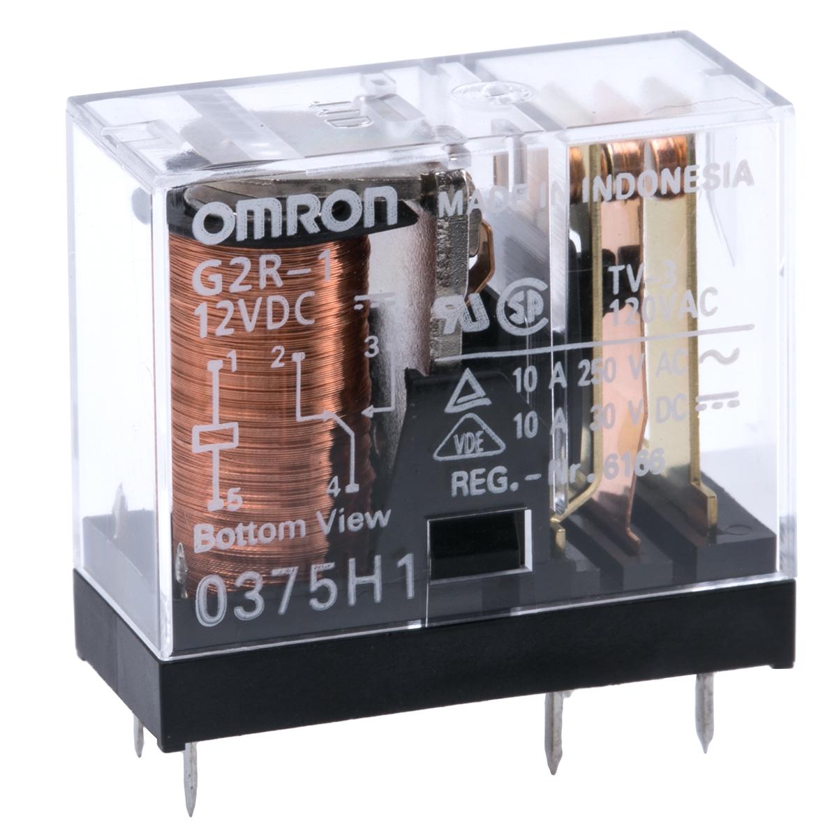 Omron G2R-1  Monostabiles Relais, Printrelais 1-poliger Wechsler 10A 12V dc Spule