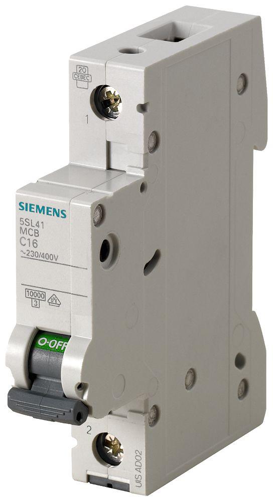 Siemens 5SL4 MCB Leitungsschutzschalter Typ C, 1-polig 1.6A 400V SENTRON DIN-Schienen-Montage