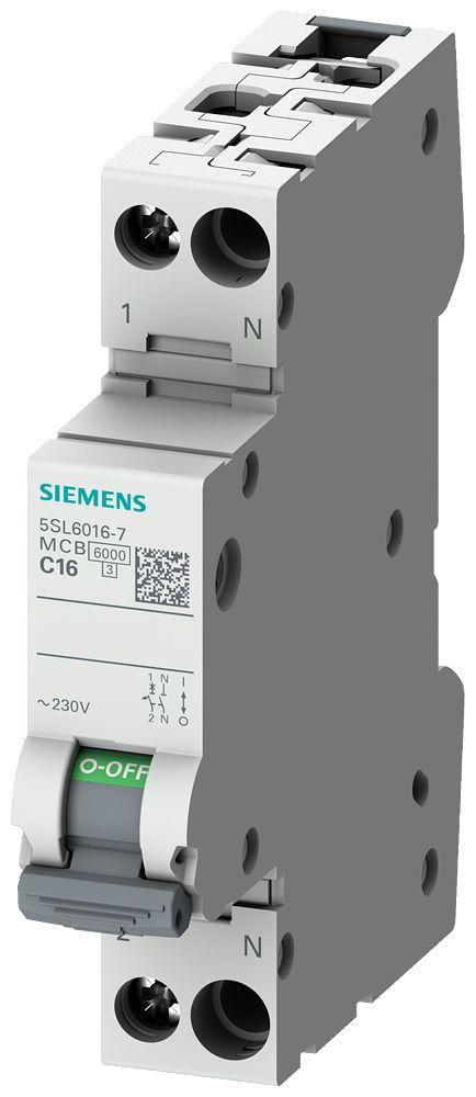 Siemens 5SL6 MCB Leitungsschutzschalter Typ B, Pol 1P+N 10A 230V SENTRON DIN-Schienen-Montage