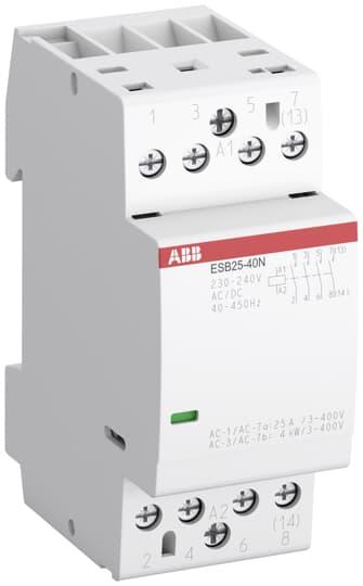 Produktfoto 1 von ABB ESB25-22N-14 ESB Leistungsschütz / 12 V ac/dc Spule, 4 -polig 2 Schließer + 2 Öffner / 25 A, Sicherheit