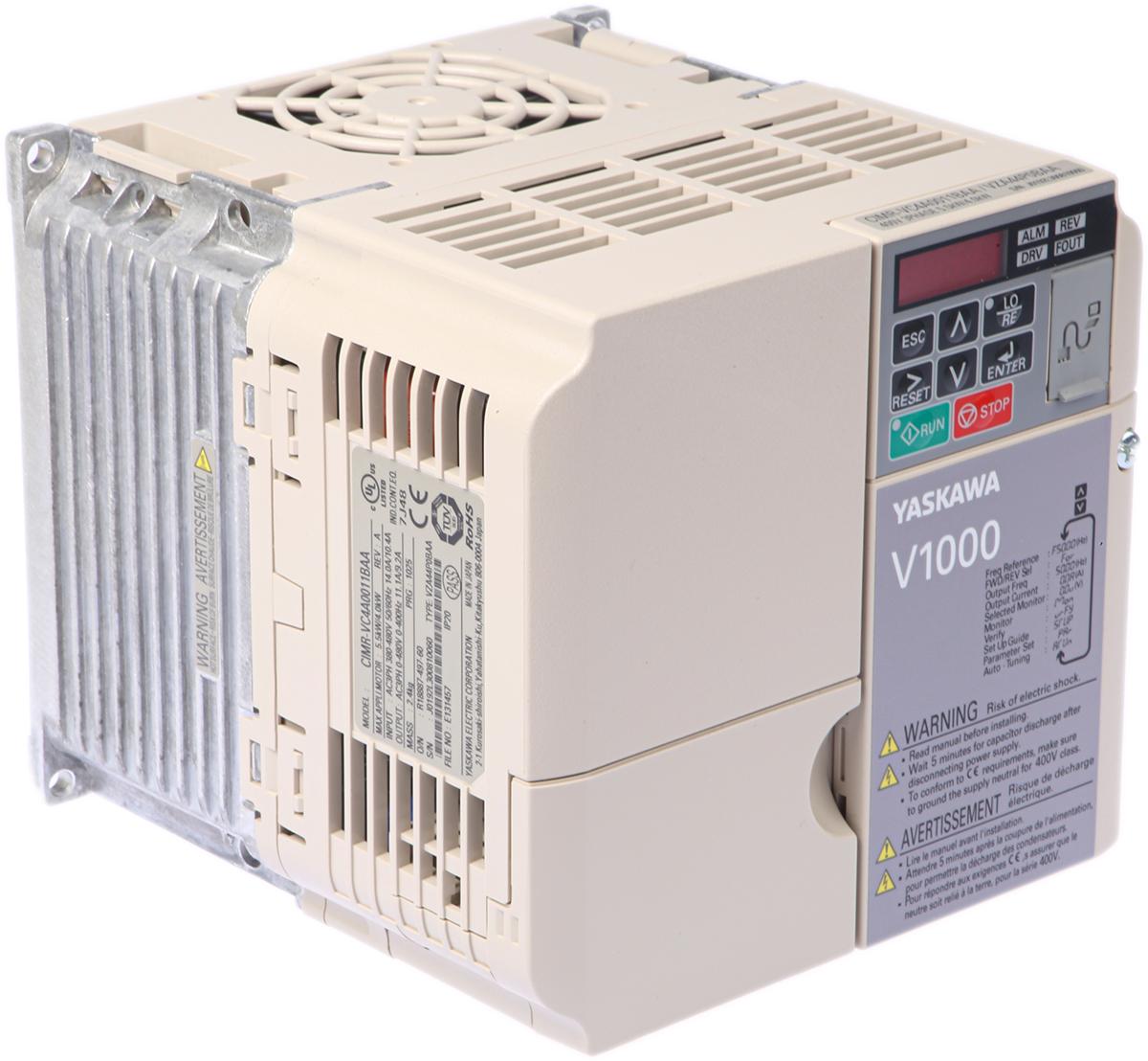 Omron V1000, 3-Phasen Frequenzumrichter 5,5 kW, 400 V ac / 11,1 A 0.1 → 400Hz für Wechselstrommotoren