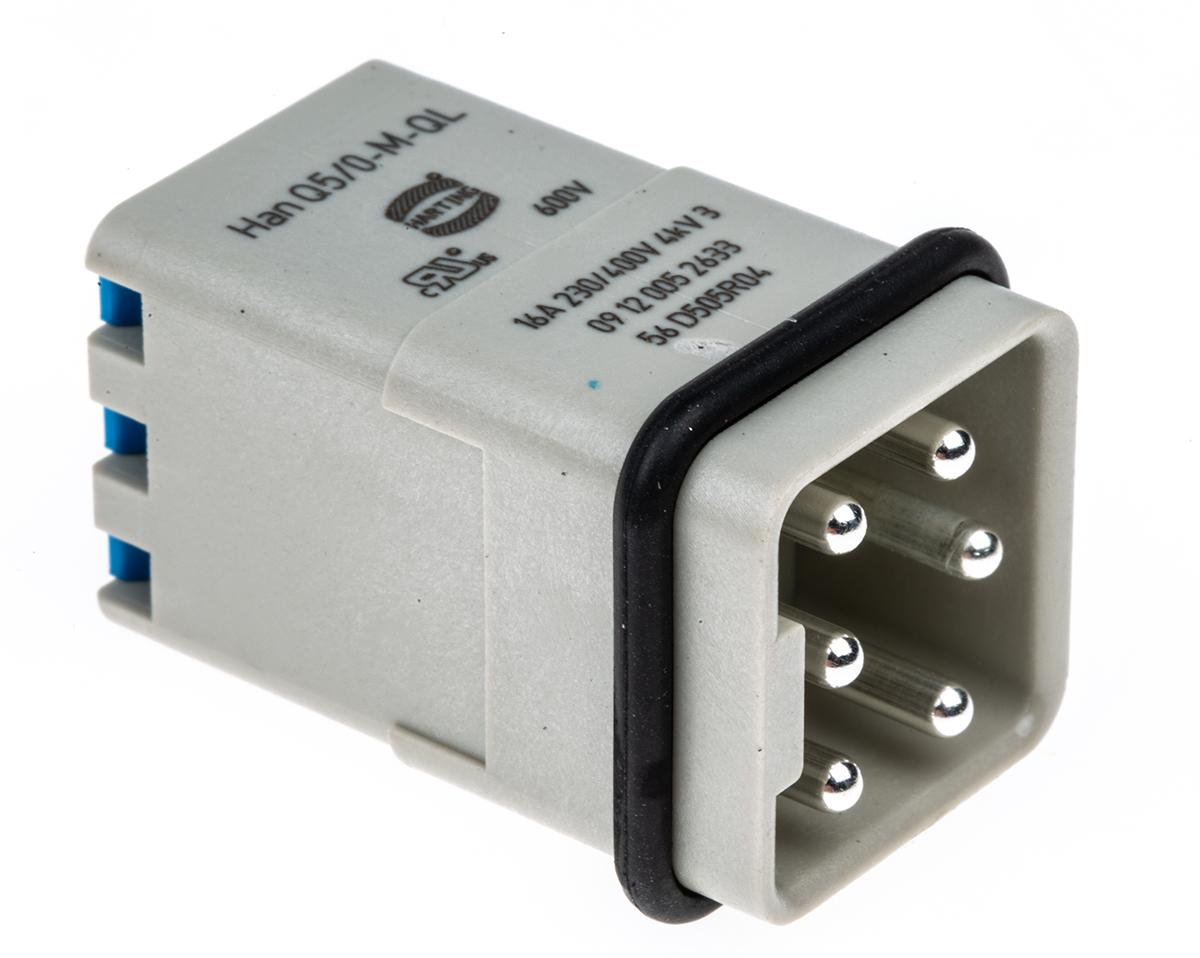 HARTING HAN Q Industrie-Steckverbinder Kontakteinsatz, 5-polig 16A Stecker, Schnellverriegelung