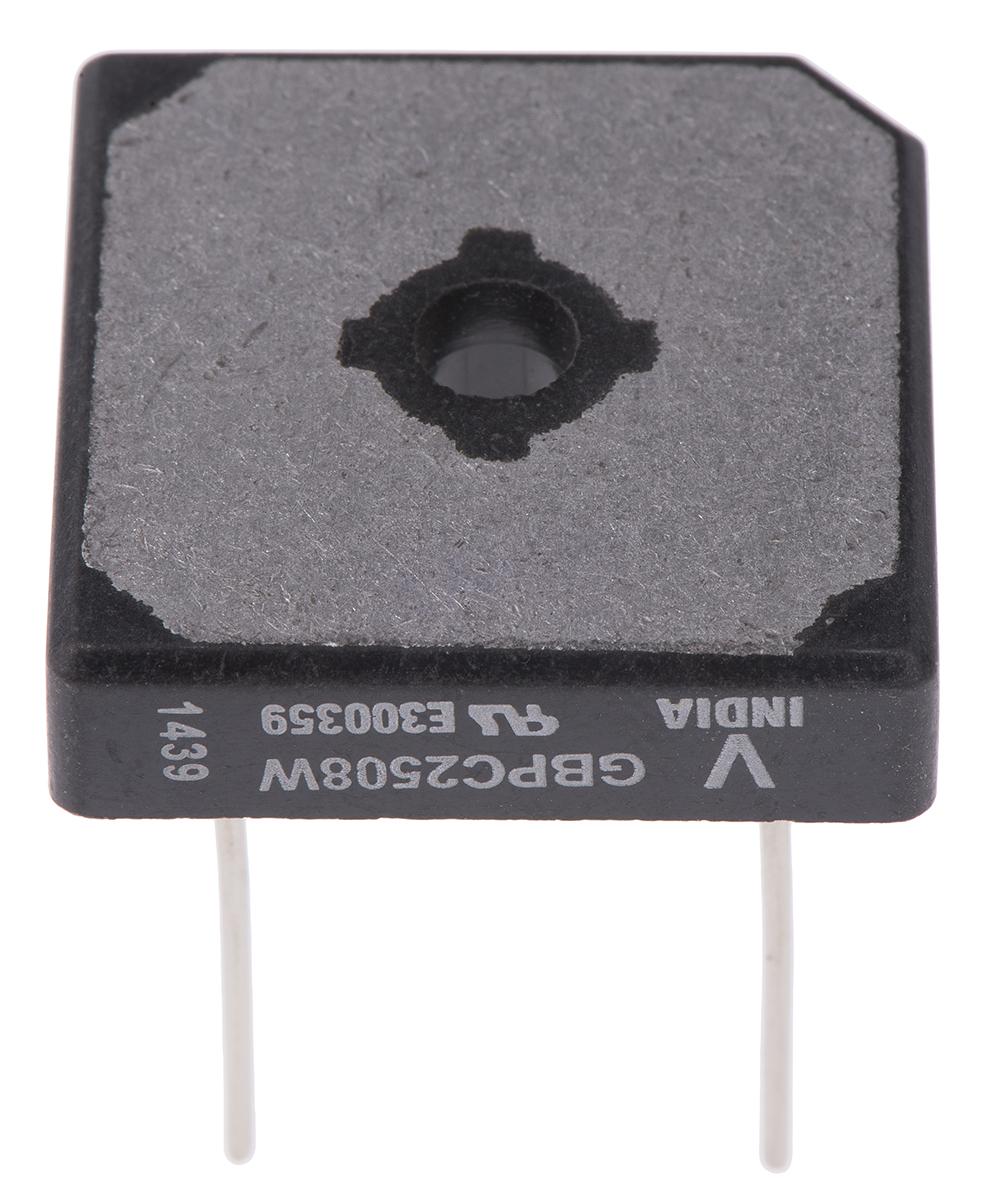 Produktfoto 1 von Vishay Brückengleichrichter, 1-phasig 25A 800V THT 1.1V GBPC-W 4-Pin 5μA