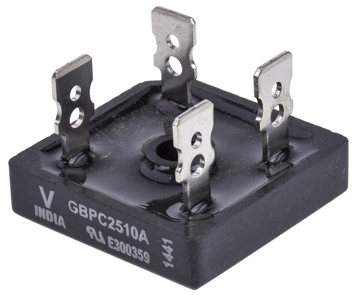 Vishay Brückengleichrichter, 1-phasig 25A 1000V Schraubmontage 1.1V GBPC-A 4-Pin 5μA