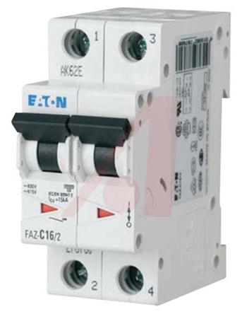 Produktfoto 1 von Eaton Eaton Moeller MCB Leitungsschutzschalter Typ B, 2-polig 6A 240 → 415V, Abschaltvermögen 10 kA xEffect