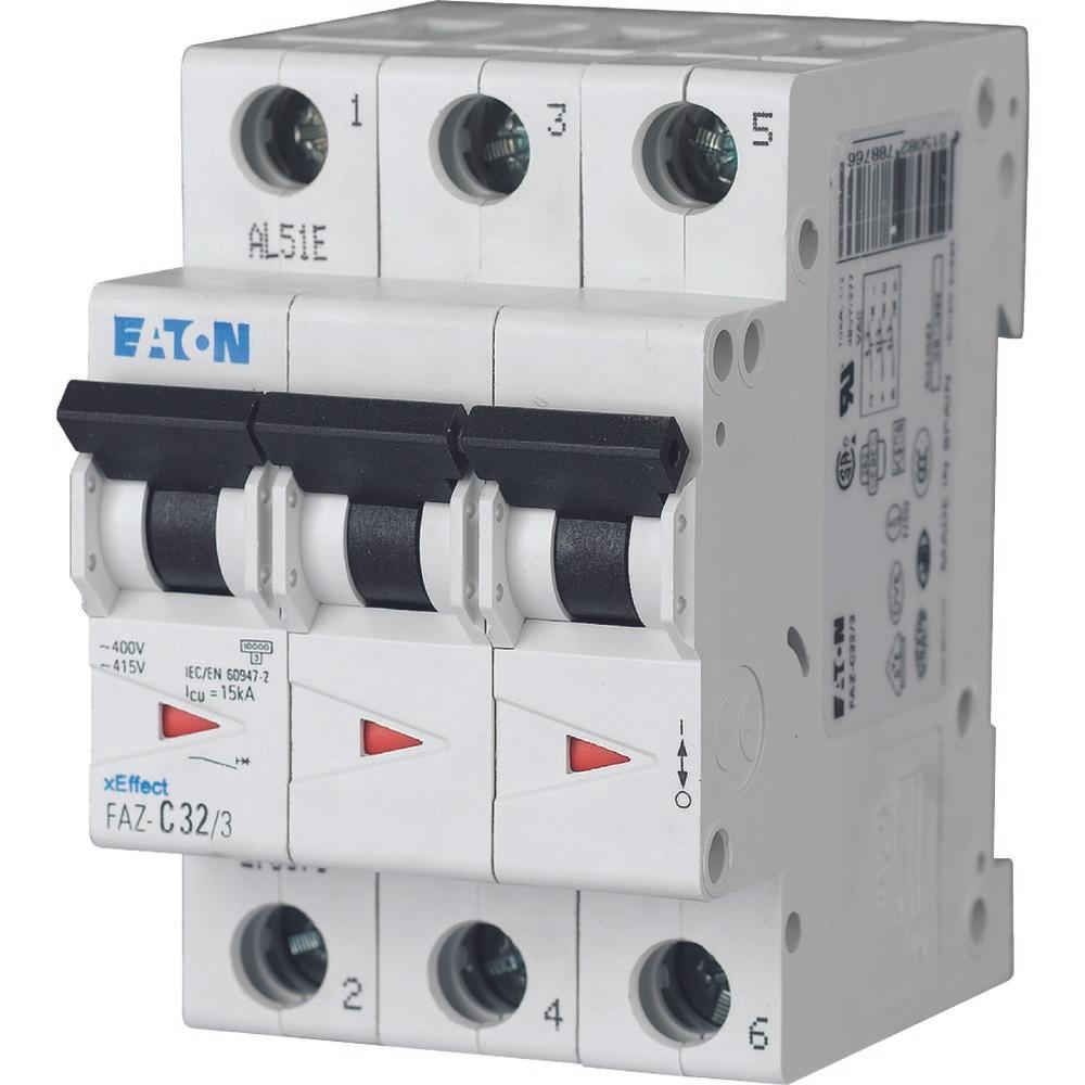 Produktfoto 1 von Eaton Eaton Moeller MCB Leitungsschutzschalter Typ C, 3-polig 63A 240 → 415V, Abschaltvermögen 10 kA xEffect