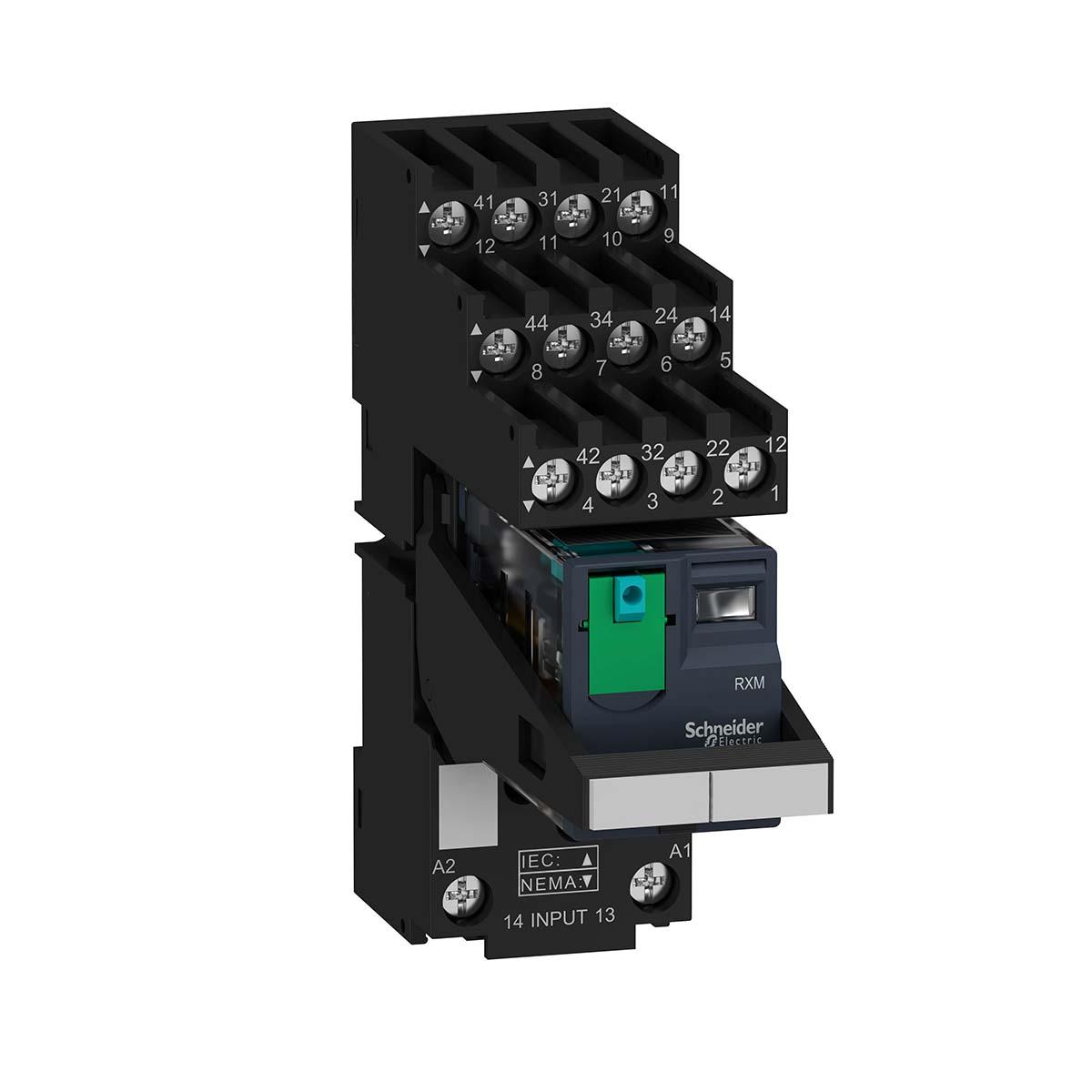 Produktfoto 1 von Schneider Electric Harmony Relay RXM Interface Relais 24V dc, 4-poliger Wechsler DIN-Schienen