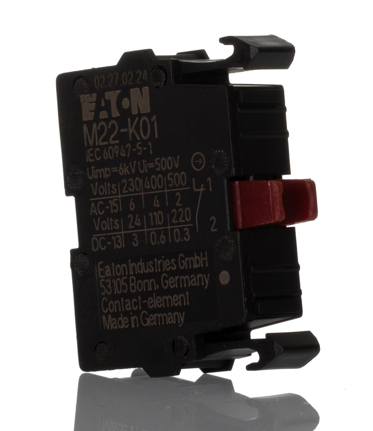 Produktfoto 1 von Eaton M22 Kontaktblock, , 1 NC, 500V für Serie N(S)1(-4), Serie NZM1(-4), Serie PN1(-4), Schraubanschluss