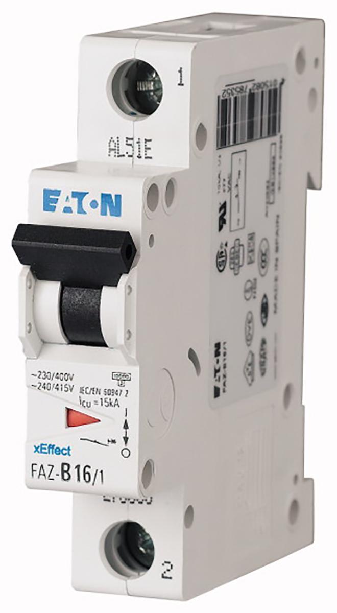 Produktfoto 1 von Eaton Eaton Moeller MCB Leitungsschutzschalter Typ B, 1-polig 16A 240V, Abschaltvermögen 10 kA xEffect