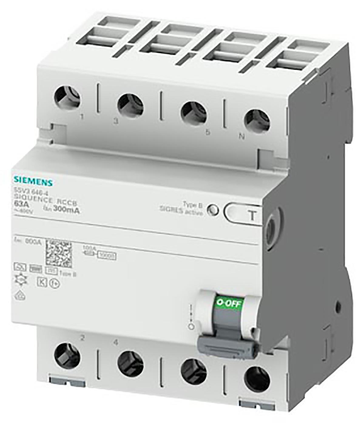 Produktfoto 1 von Siemens 5SV3 RCCB, 3P+N-polig Typ B