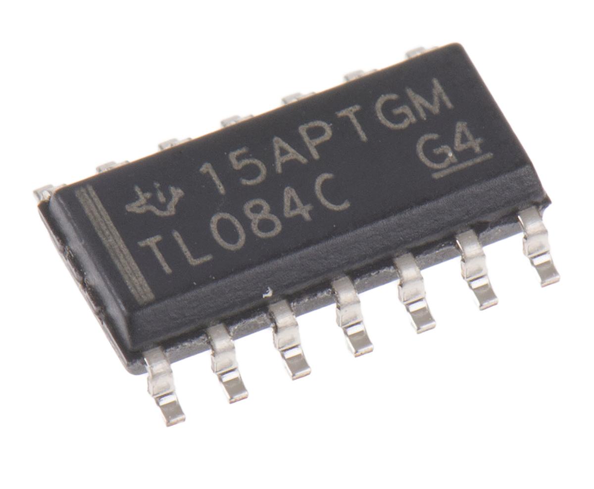 Produktfoto 1 von Texas Instruments Operationsverstärker SMD SOIC, biplor typ. ±12 V, ±15 V, ±5 V, ±9 V, 14-Pin