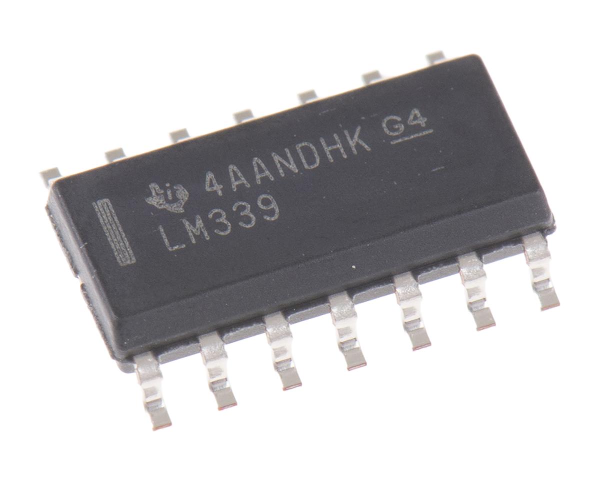 Produktfoto 1 von Komparator LM339D, Open Collector 1.3μs 4-Kanal SOIC 14-Pin 3 → 28 V