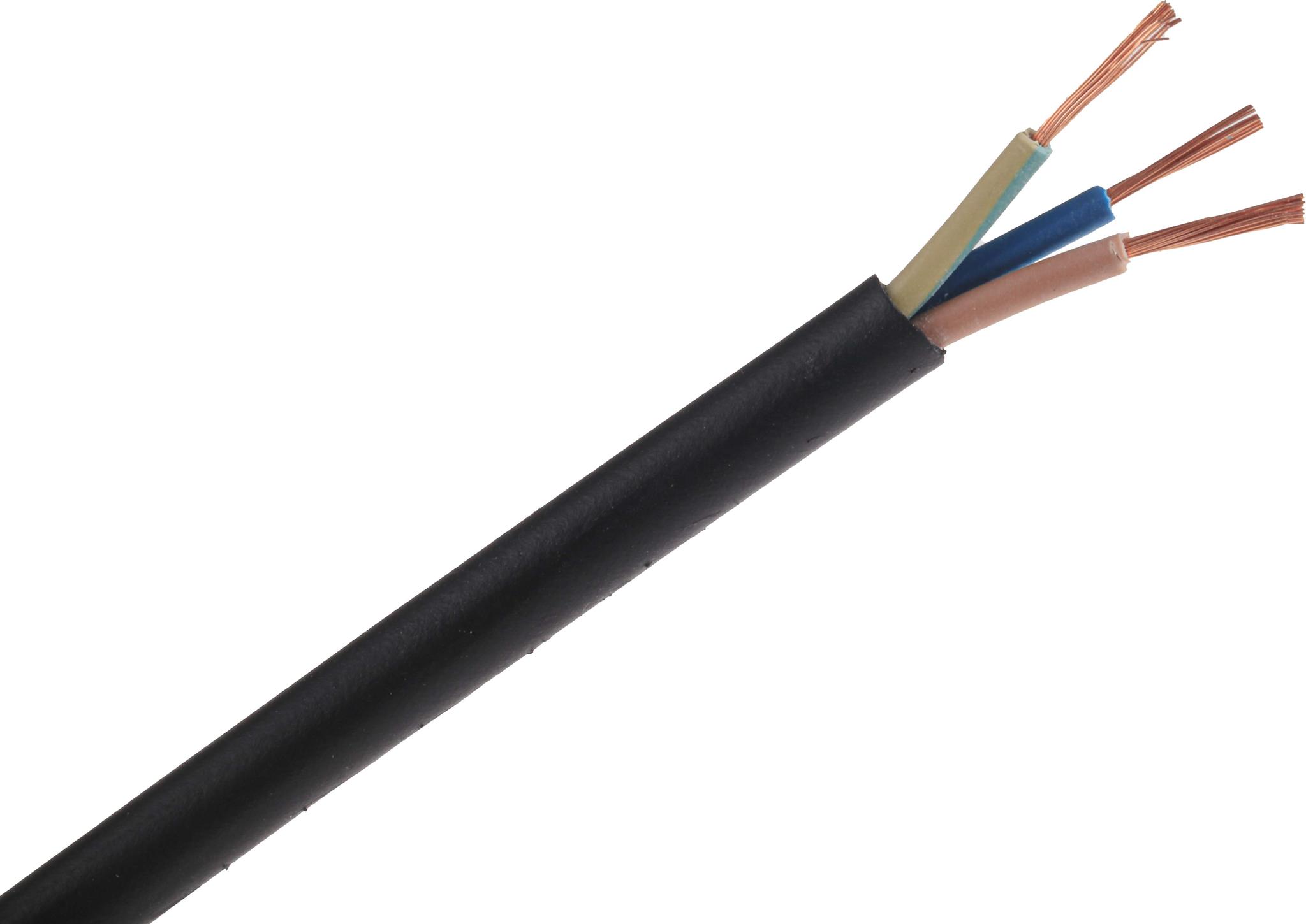 RS PRO Netzkabel, 3-adrig Typ TRS Schwarz x 0,75 mm² /Ø 6.4 → 6.8mm 6 A, 100m, 300 V, 500 V, CPE