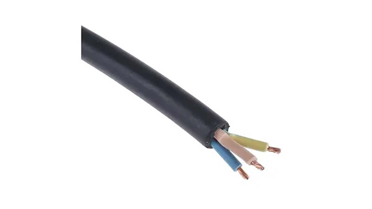 RS PRO Netzkabel, 4-adrig Typ TRS Schwarz x 1 mm² /Ø 7.4 → 7.8mm 10 A, 100m, 300 V, 500 V, CPE