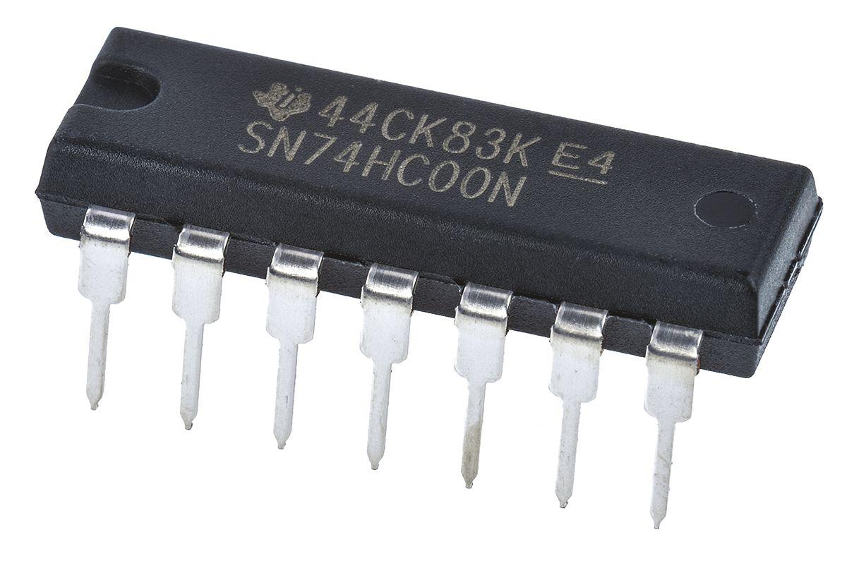 Produktfoto 1 von Texas Instruments Logikgatter, 4-Elem., NAND, HC, 5.2mA, 14-Pin, PDIP, 2