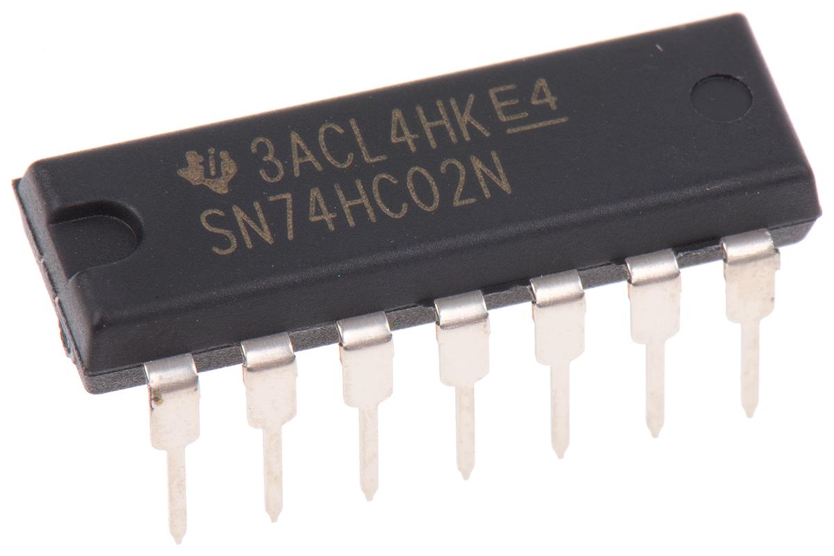 Produktfoto 1 von Texas Instruments Logikgatter, 4-Elem., NOR, HC, 5.2mA, 14-Pin, PDIP, 2