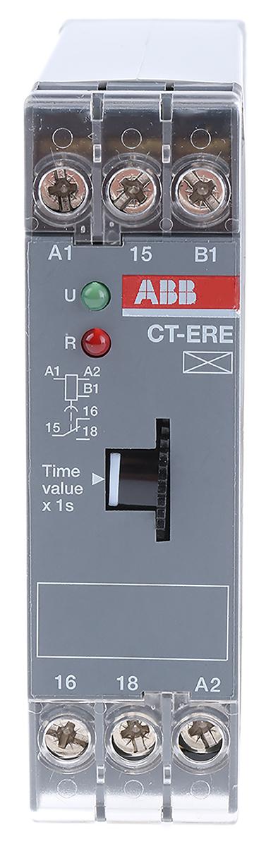 Produktfoto 1 von ABB 1SVR Zeitrelais, DIN-Schienen, 3 → 300s, 24V ac, 1 Kont. Einfach, 1-poliger Wechsler