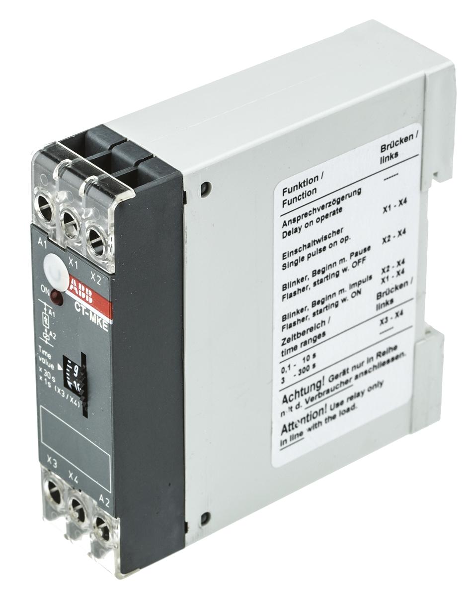 ABB 1SVR Zeitrelais, DIN-Schienen, 0.1 → 300s, 24 → 240V ac/dc Multifunktion, Halbleiter