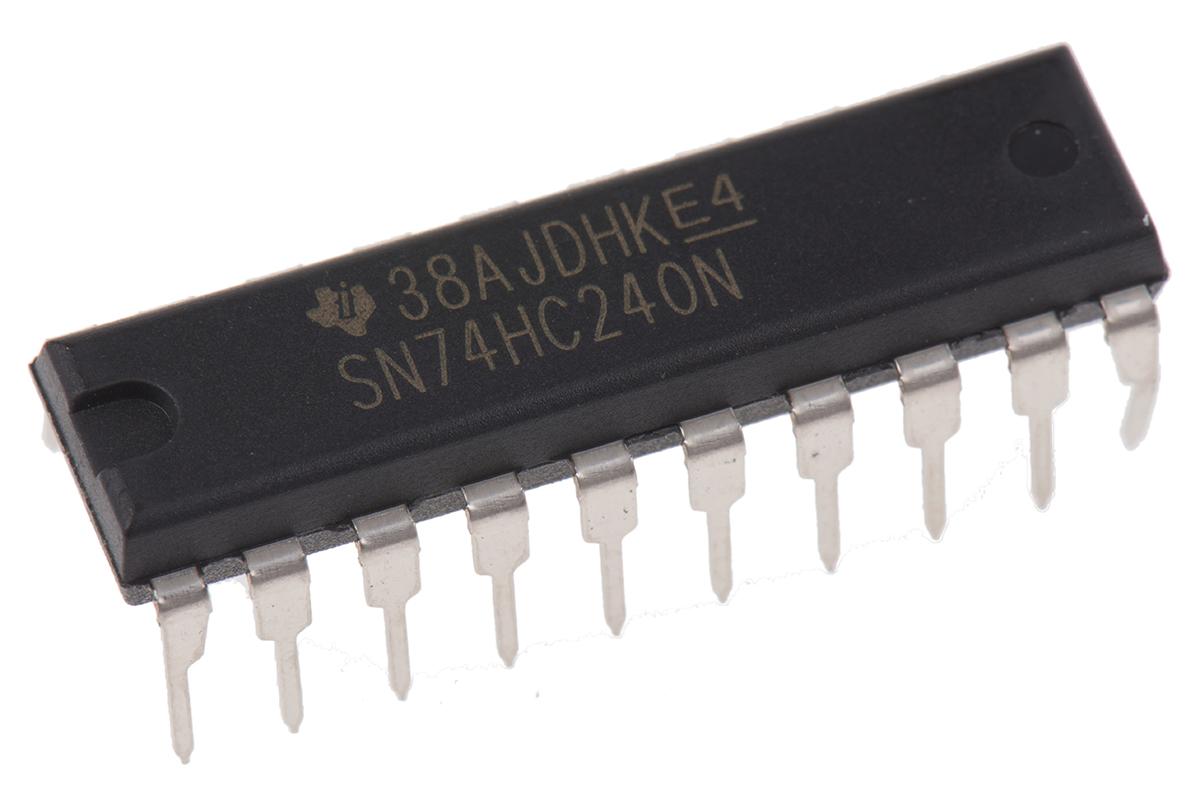 Produktfoto 1 von Texas Instruments Buffer & Line-Driver Puffer, Leitungstreiber HC 8-Bit 3-State Inverting 20-Pin PDIP