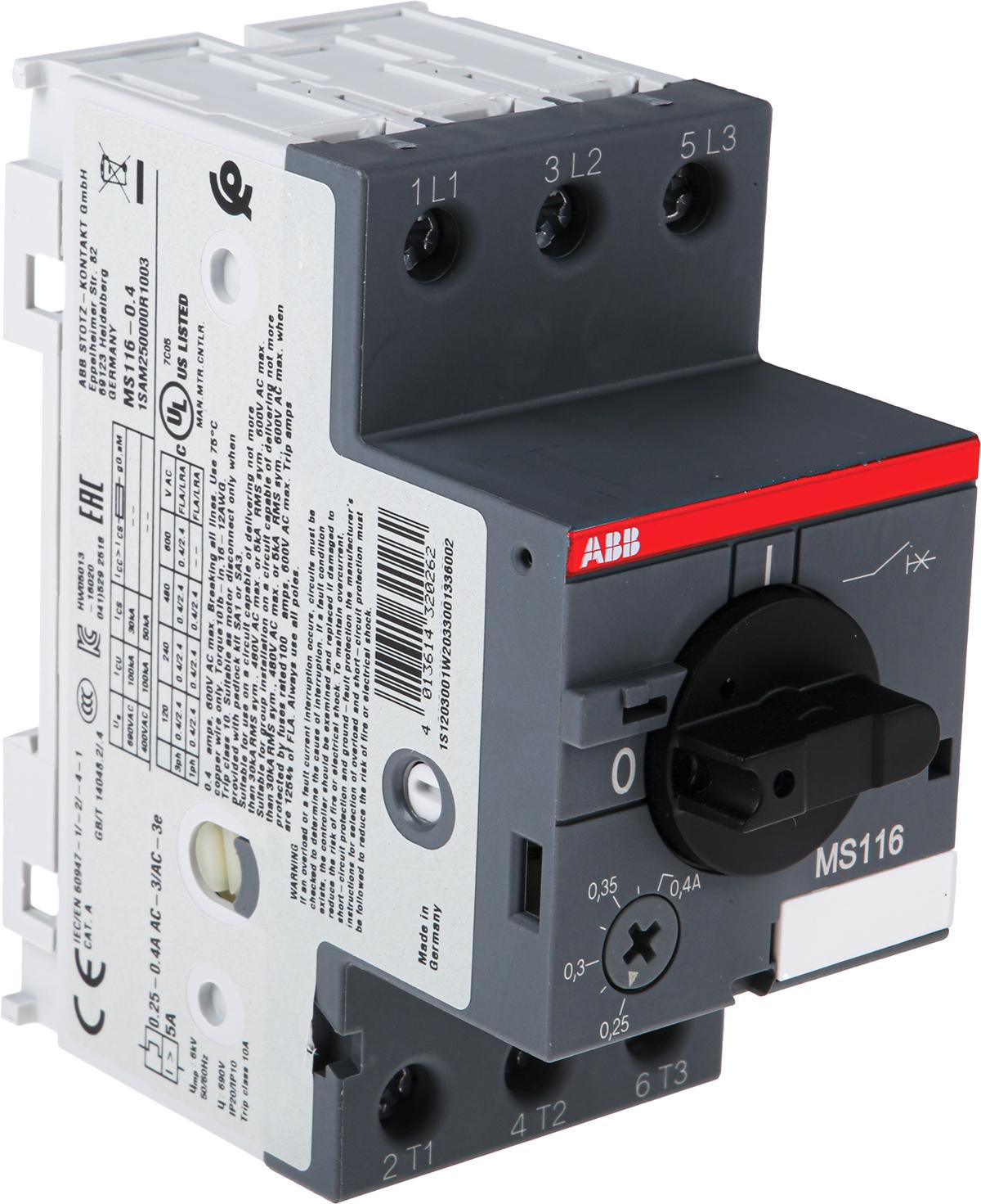 Produktfoto 1 von ABB MS116 Motorschutzschalter 90mm x 45mm