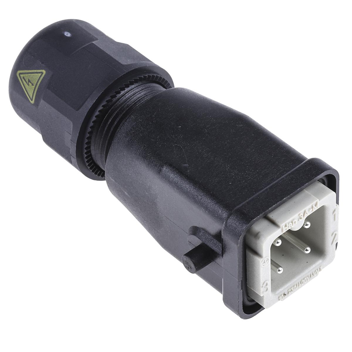 HARTING Han A Schwere Steckverbinder Steckverbindereinsatz, Stecker 3-polig / 2-reihig, 230 → 400 V / 10A, Kabelmontage