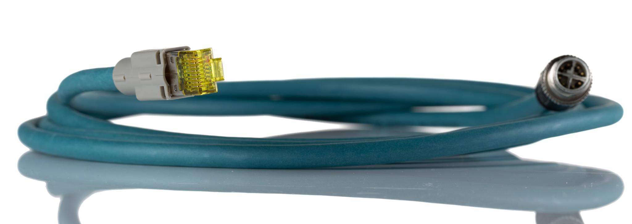 Produktfoto 1 von Phoenix Contact NBC Ethernetkabel Cat.6a, 2m, Blau Patchkabel, A M12 Stecker, B RJ45, Aussen ø 6.4mm