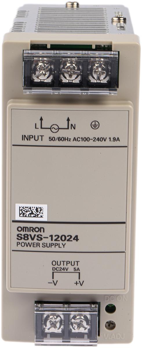 Produktfoto 1 von Omron S8VS Switch-Mode DIN-Schienen Netzteil 120W, 85 → 264V ac, 24V dc / 5A