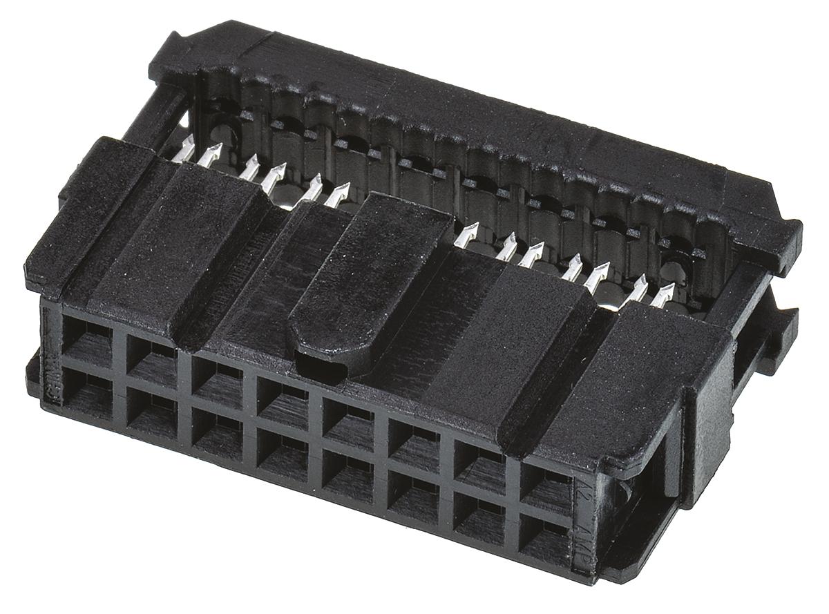 Produktfoto 1 von TE Connectivity AMP-LATCH Novo IDC-Steckverbinder Buchse, gewinkelt, 16-polig / 2-reihig, Raster 2.54mm