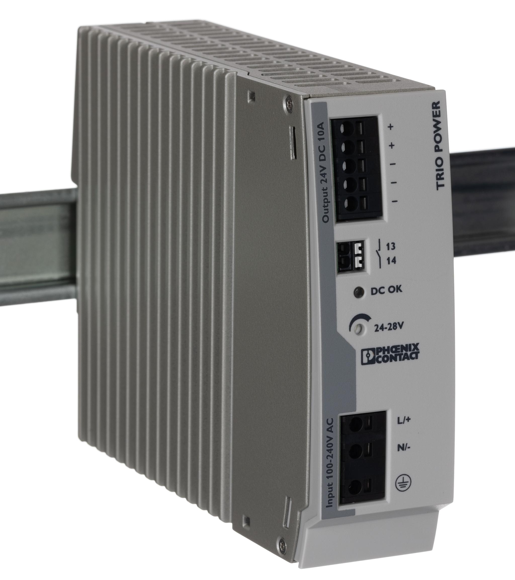 Produktfoto 1 von Phoenix Contact TRIO POWER 2-Kanal Switch-Mode DIN-Schienen Netzteil 240W, 85 → 264V ac, 24V dc / 10A