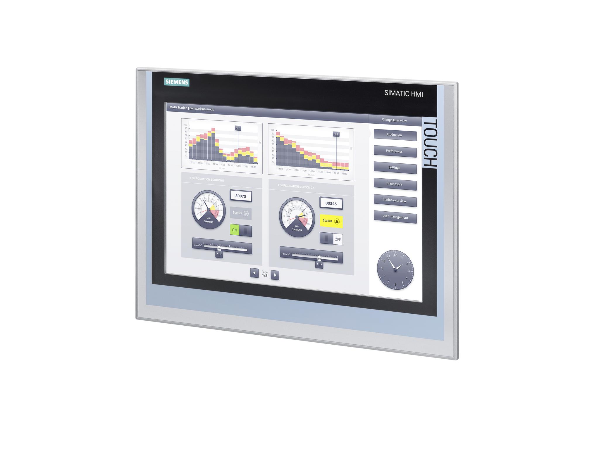 Produktfoto 1 von Siemens 6AV2124 HMI-Touchscreen, 15,4 Zoll PROFINET TP1500 Farb TFT 1280 x 800pixels 24 V dc 415 x 310 x 75 mm