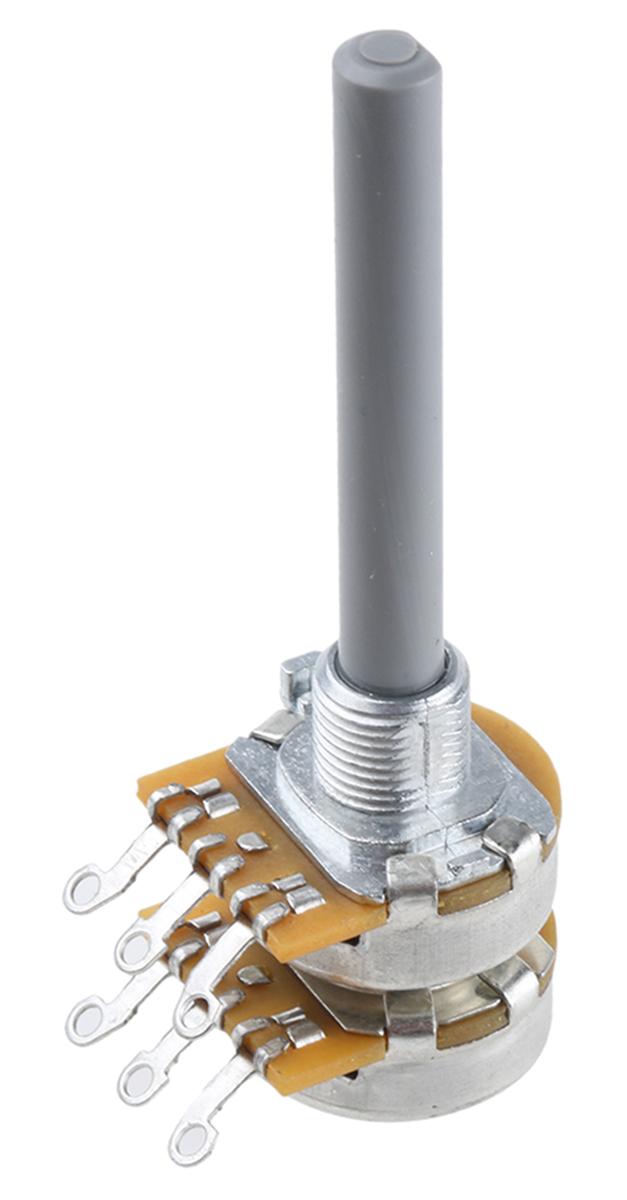 TE Connectivity 27, Tafelmontage  Dreh Potentiometer 100kΩ ±20% / 0.4W / 2 Ausbrüche, Schaft-Ø 6,35 mm