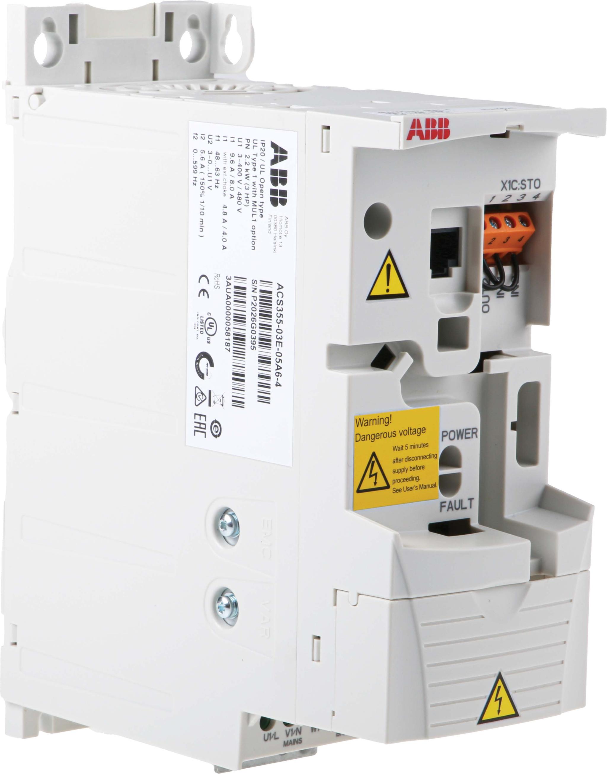 Produktfoto 1 von ABB ACS355, 3-Phasen Frequenzumrichter 2,2 kW, 400 V ac / 5,6 A 0 → 600Hz für Wechselstrommotoren