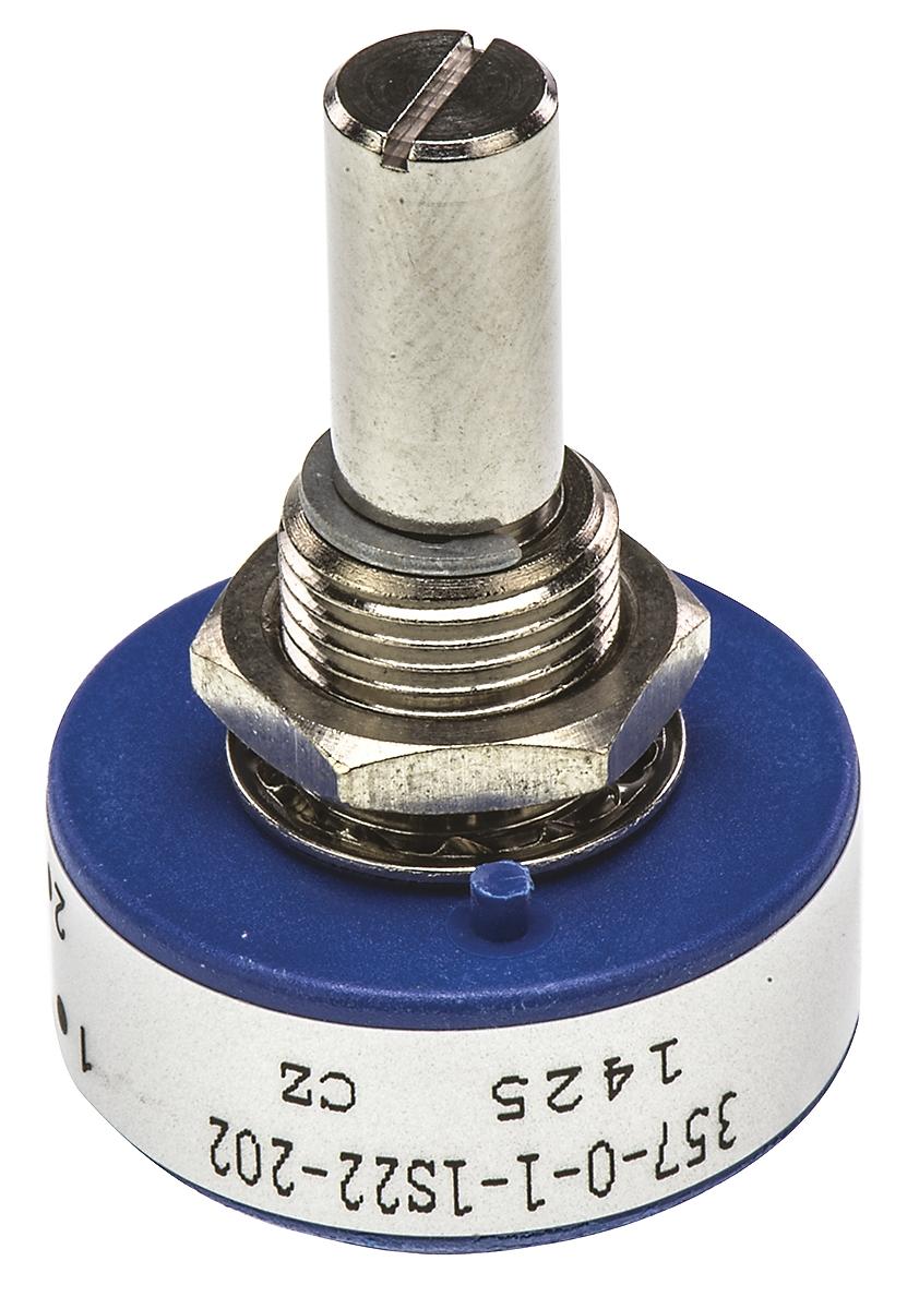 Vishay 357, Tafelmontage Endlos  Dreh Potentiometer 2kΩ ±20% / 1W , Schaft-Ø 6,35 mm