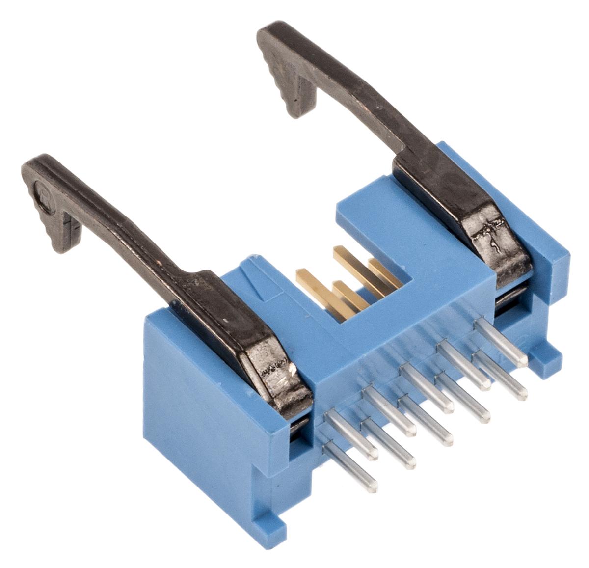 TE Connectivity AMP-LATCH Leiterplatten-Stiftleiste Gerade, 10-polig / 2-reihig, Raster 2.54mm, Kabel-Platine,