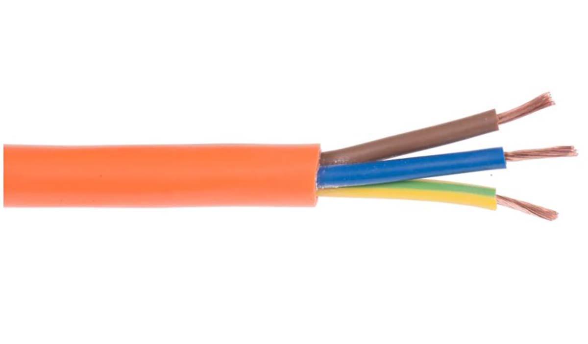 Produktfoto 1 von RS PRO Netzkabel, 3-adrig Typ Kältebeständig Orange x 2,5 mm² /Ø 11.4mm, 100m, 300/500 V, PVC