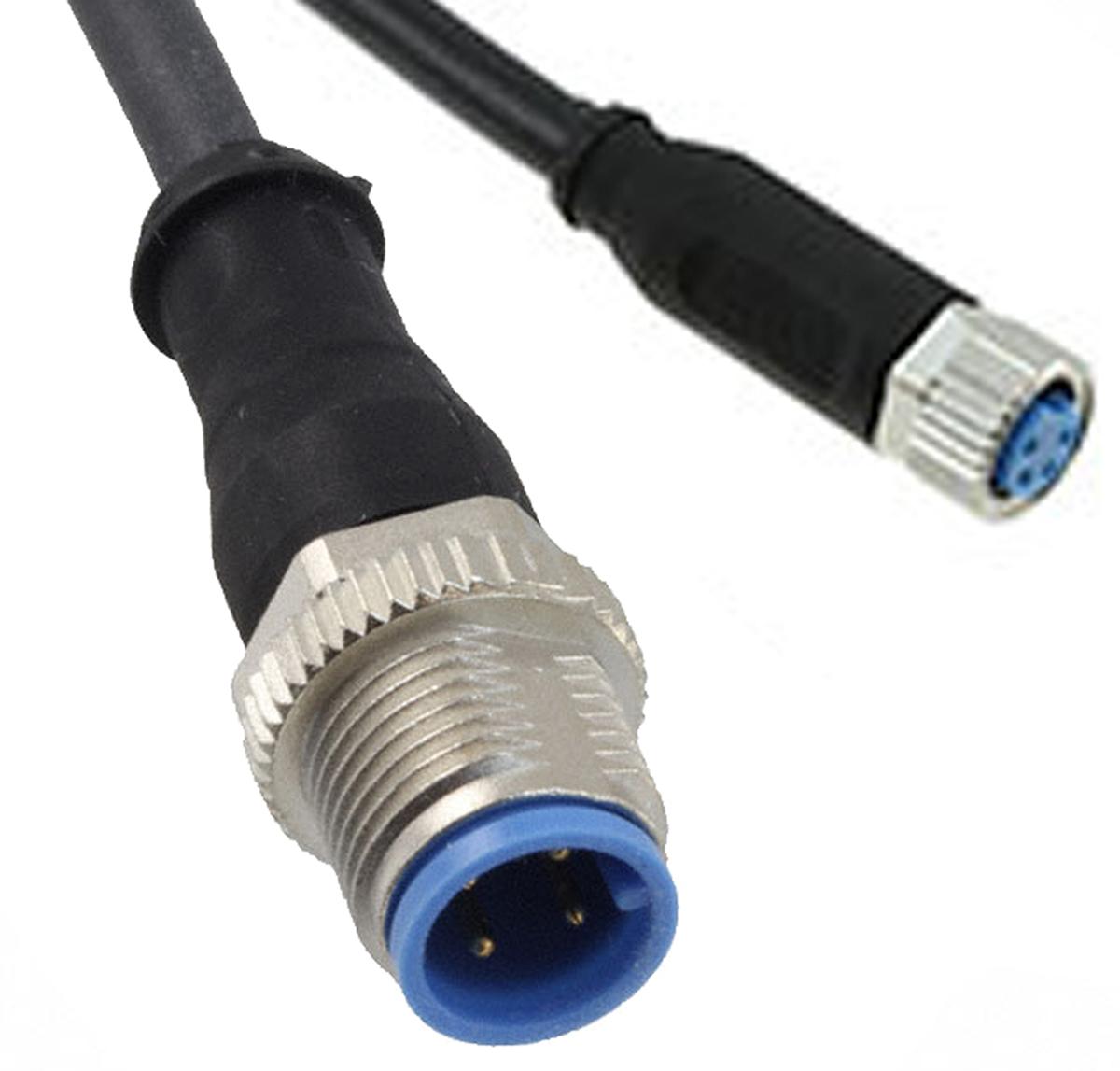 Produktfoto 1 von TE Connectivity konfektioniertes Sensorkabel 4-adrig Buchse gerade / M12 Stecker gerade, Länge 1.5m