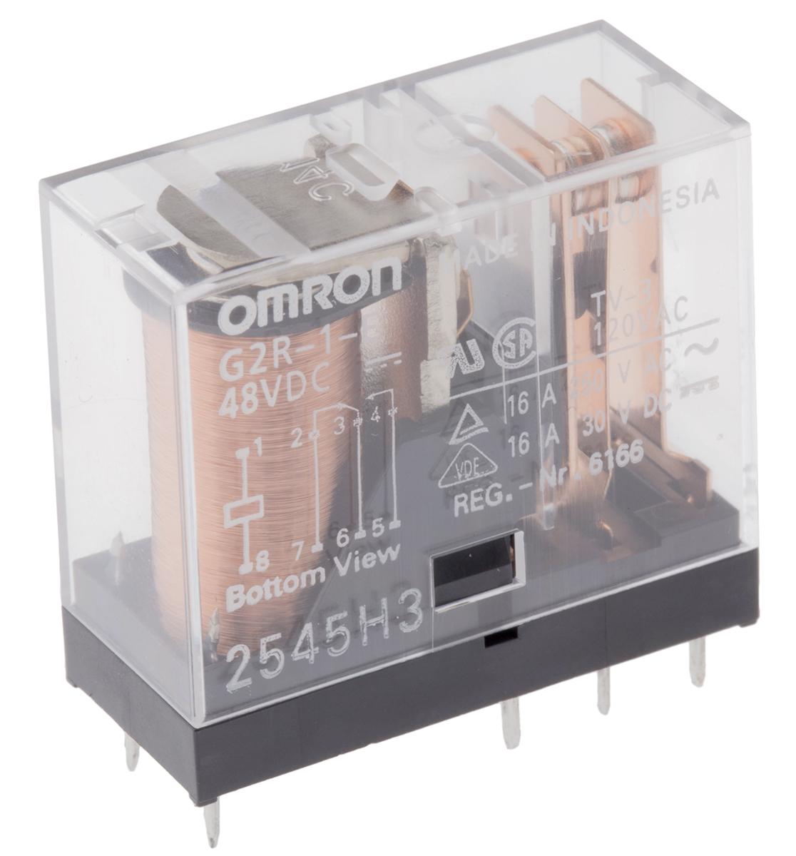 Omron G2R  Monostabiles Relais, Printrelais 1-poliger Wechsler 16A 48V dc Spule