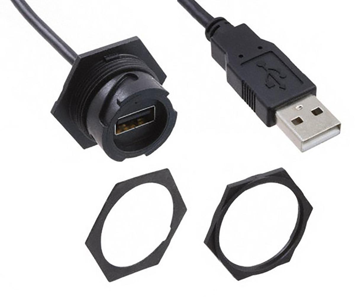 Produktfoto 1 von Molex 84729 USB-Kabel, USBA / USBA, 150mm USB 2.0 Schwarz