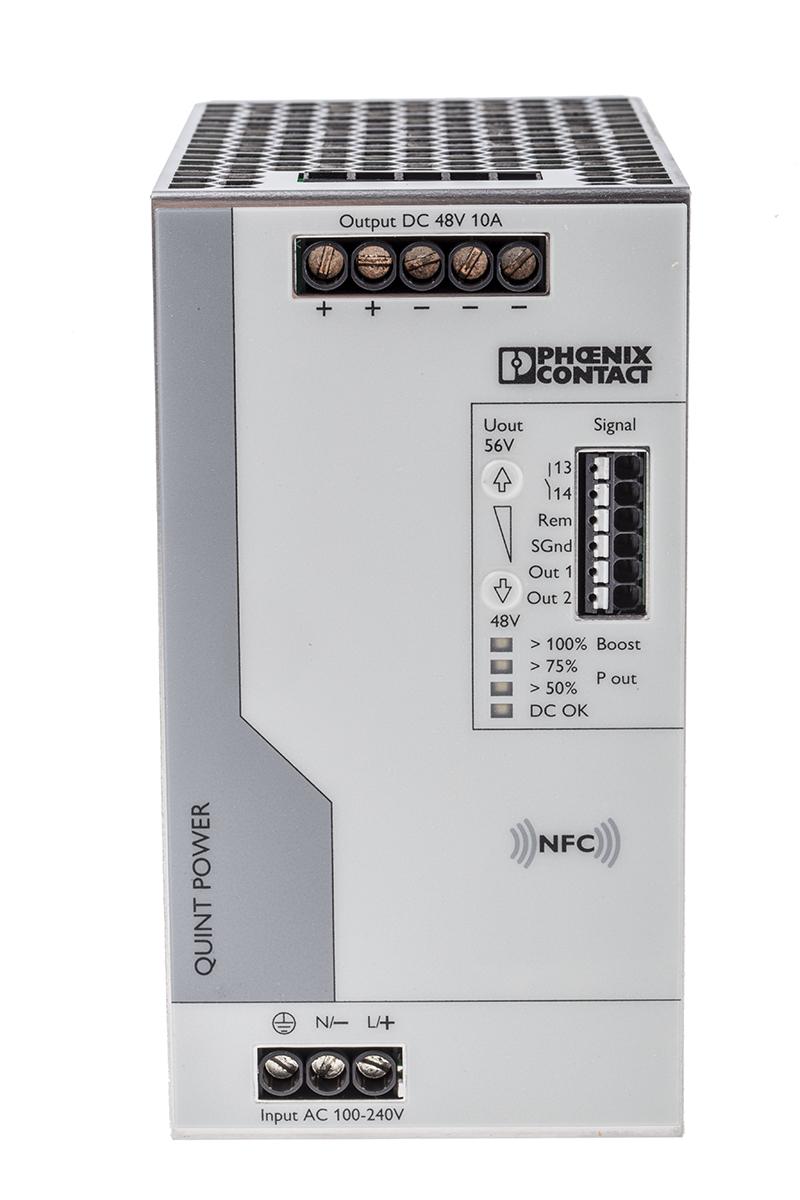 Produktfoto 1 von Phoenix Contact QUINT4-PS/1AC/48DC/10 Switch-Mode DIN-Schienen Netzteil 480W, 230V ac, 48V dc / 10A