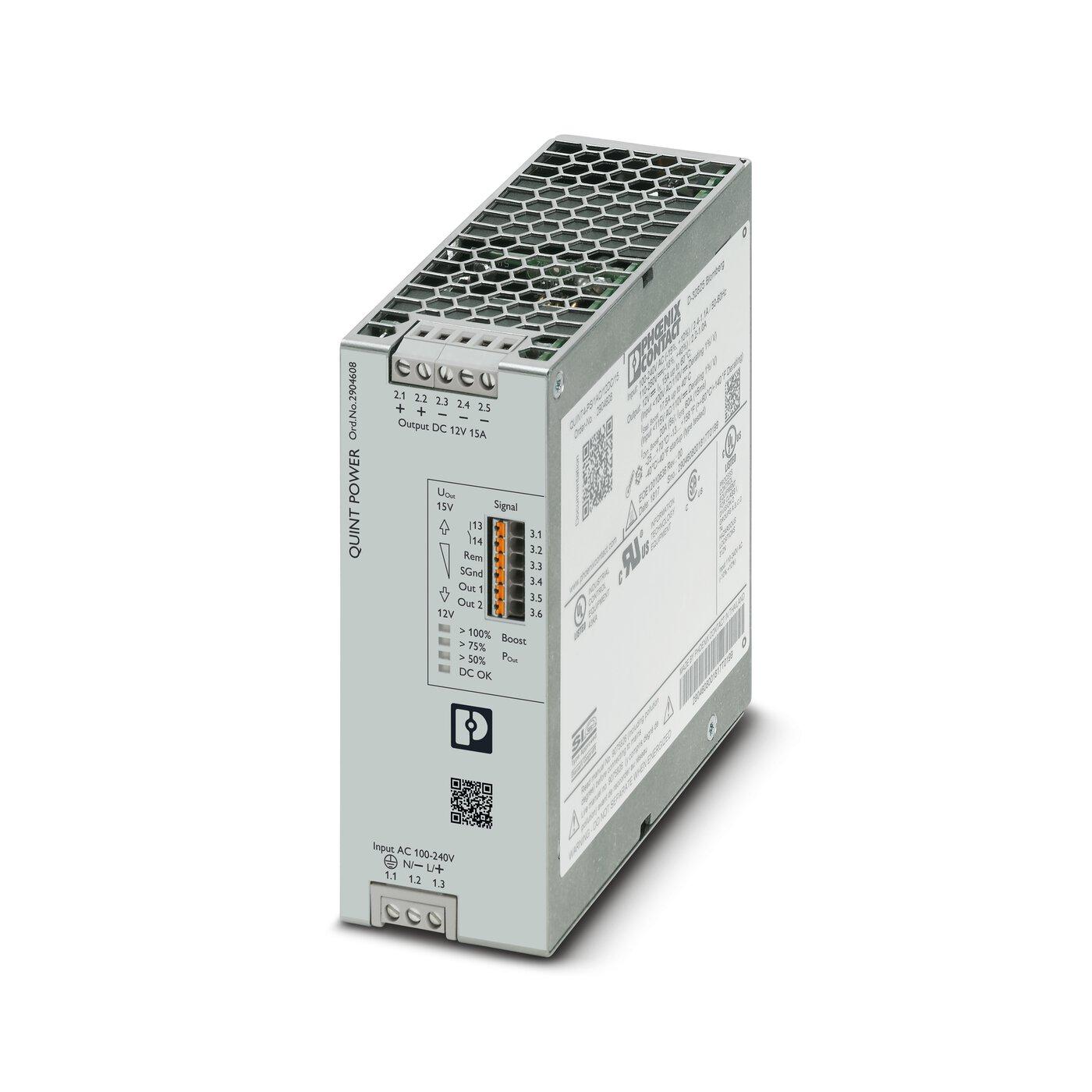 Produktfoto 1 von Phoenix Contact QUINT4-PS/1AC/12DC/15 Switch-Mode DIN-Schienen Netzteil 180W, 230V ac, 12V dc / 15A