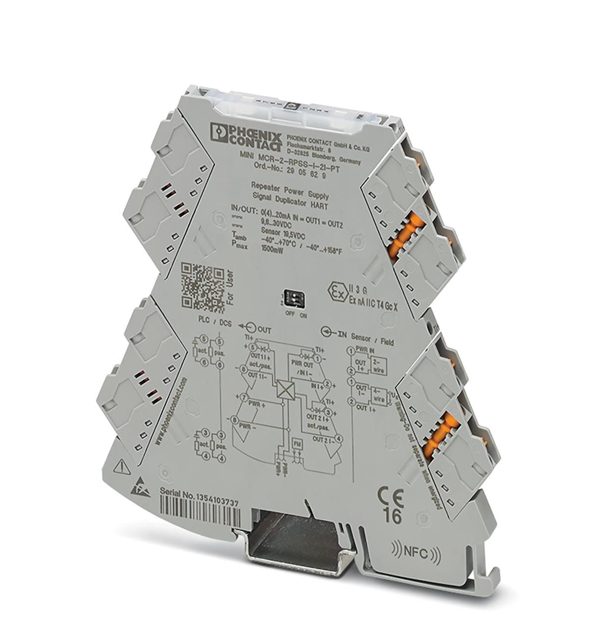 Produktfoto 1 von Phoenix Contact MINI MCR Signalwandler, Repeater-Netzteil 9.6 → 30V dc, Strom 0 → 20mA EIN / Strom 0