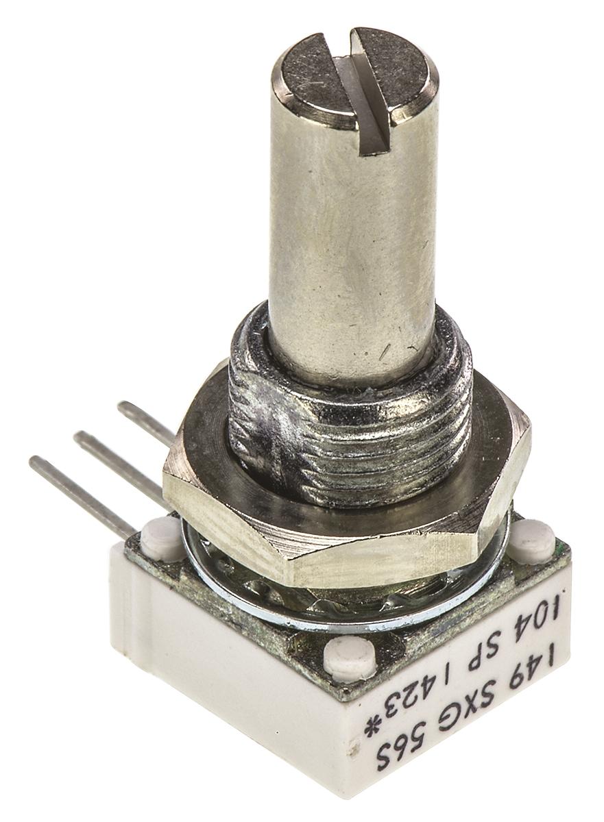 Vishay 149 THT, Tafelmontage  Dreh Potentiometer 100kΩ ±10% / 1W , Schaft-Ø 6.35 mm